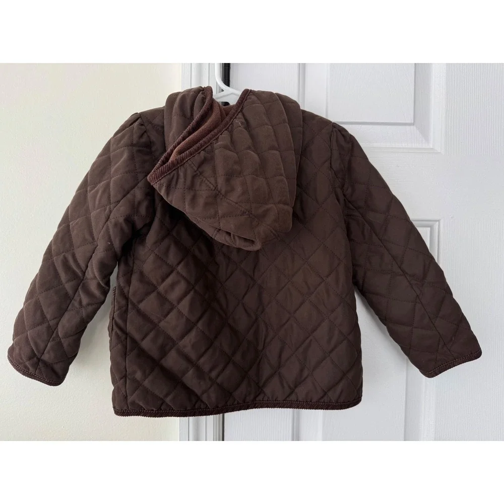 babyGap Toddler Quilted Hooded Jacket Brown Fleece Lined Barn Coat‎ 4 Years